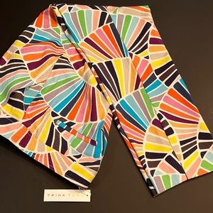 Trina Turk original rainbow/fan print piqué crop pencil pants-hip & back pockets